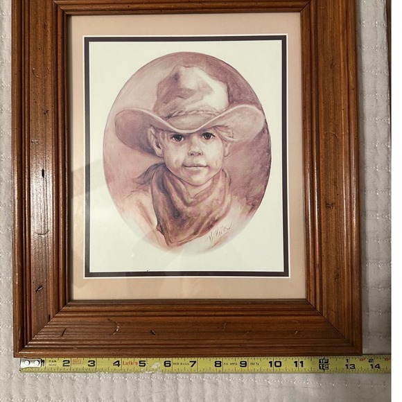 Vel Miller Framed Prints Set of 2 Kids Cowboy Bonnet Vintage Western Rustic Art - Picture 4 of 9